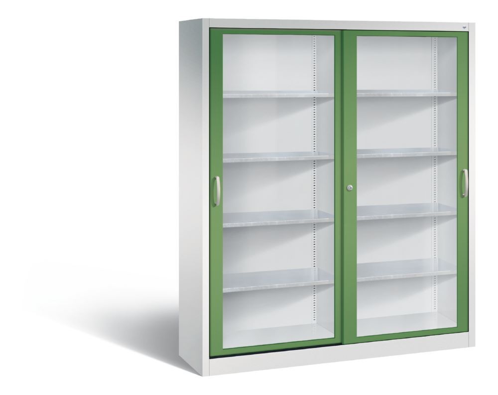 C+P Schiebetürenschrank Acurado 2000 1950 x 1600 x 400 mm lichtgrau resedagrün Produktbild C+P Schiebetürenschrank Acurado 2000 1950 x 1600 x 400 mm lichtgrau resedagrün