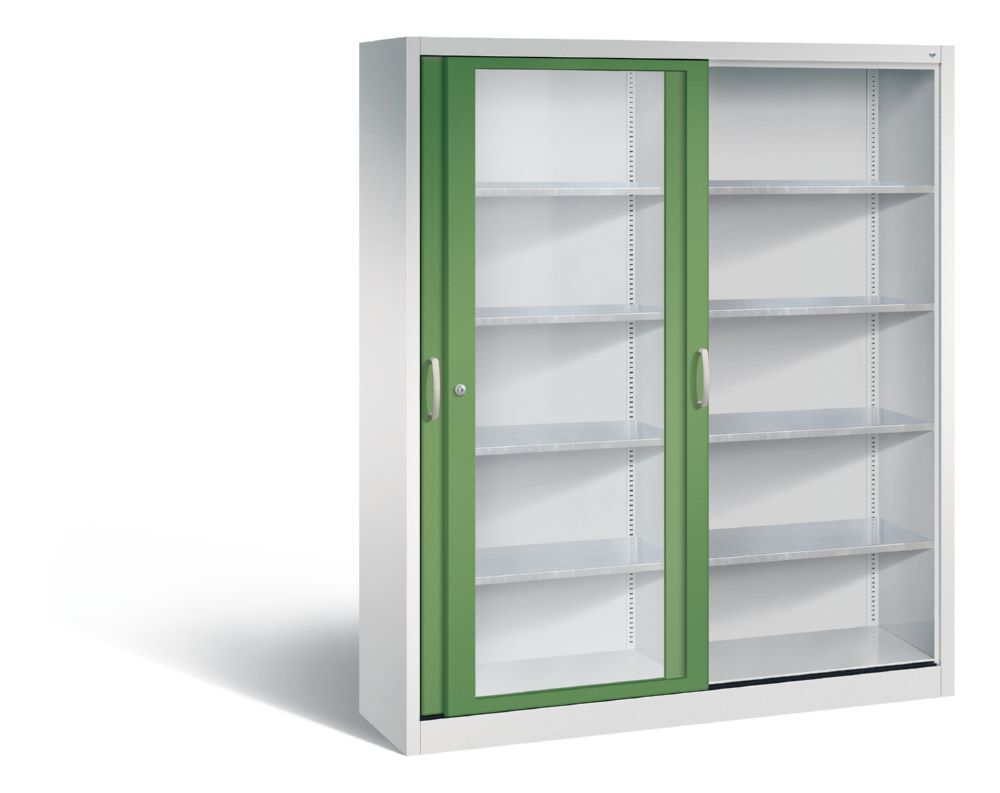C+P Schiebetürenschrank Acurado 2000 1950 x 1600 x 400 mm lichtgrau resedagrün Produktbild C+P Schiebetürenschrank Acurado 2000 1950 x 1600 x 400 mm lichtgrau resedagrün bild 2