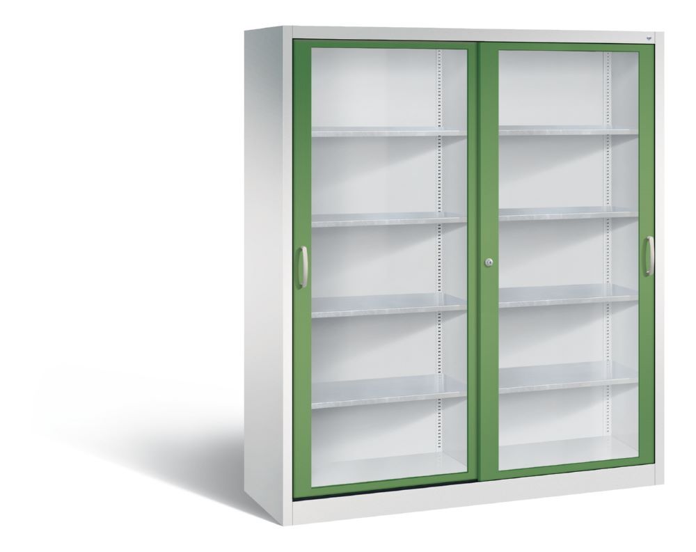 C+P Schiebetürenschrank Acurado 2000 1950 x 1600 x 500 mm lichtgrau resedagrün Produktbild C+P Schiebetürenschrank Acurado 2000 1950 x 1600 x 500 mm lichtgrau resedagrün
