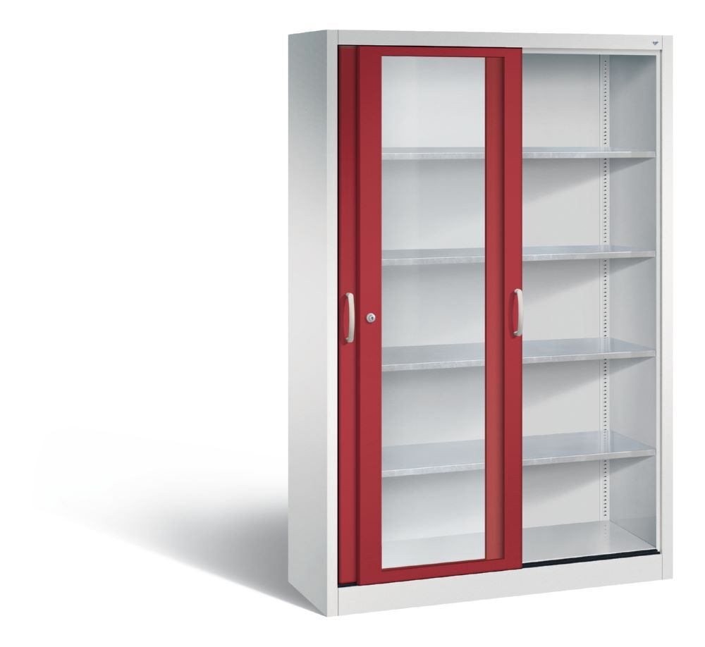 C+P Werkzeug Schiebetürenschrank Acurado 2000 H 1950 mm lichtgrau rubinrot Produktbild C+P Werkzeug Schiebetürenschrank Acurado 2000 H 1950 mm lichtgrau rubinrot bild 2