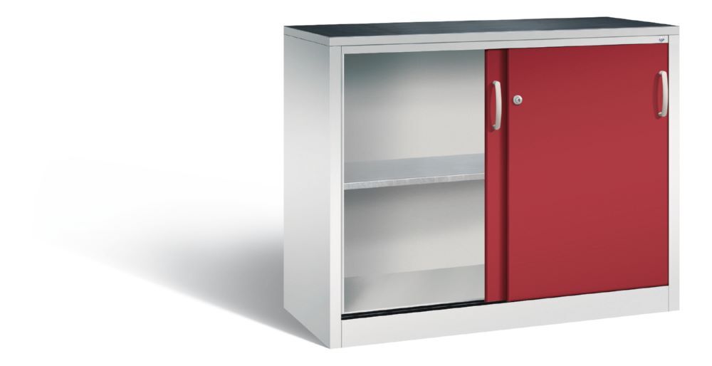 C+P Schiebetürenschrank Acurado 2000 1 Stahlfachboden rubinrot 1200 x 500 x 1000 mm Produktbild C+P Schiebetürenschrank Acurado 2000 1 Stahlfachboden rubinrot 1200 x 500 x 1000 mm bild 2