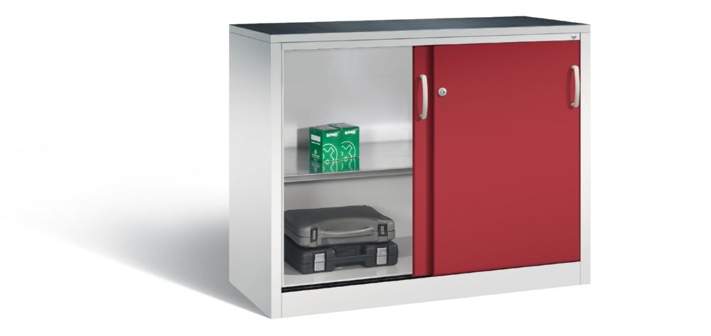 C+P Schiebetürenschrank Acurado 2000 1 Stahlfachboden rubinrot 1200 x 500 x 1000 mm Produktbild C+P Schiebetürenschrank Acurado 2000 1 Stahlfachboden rubinrot 1200 x 500 x 1000 mm bild 3