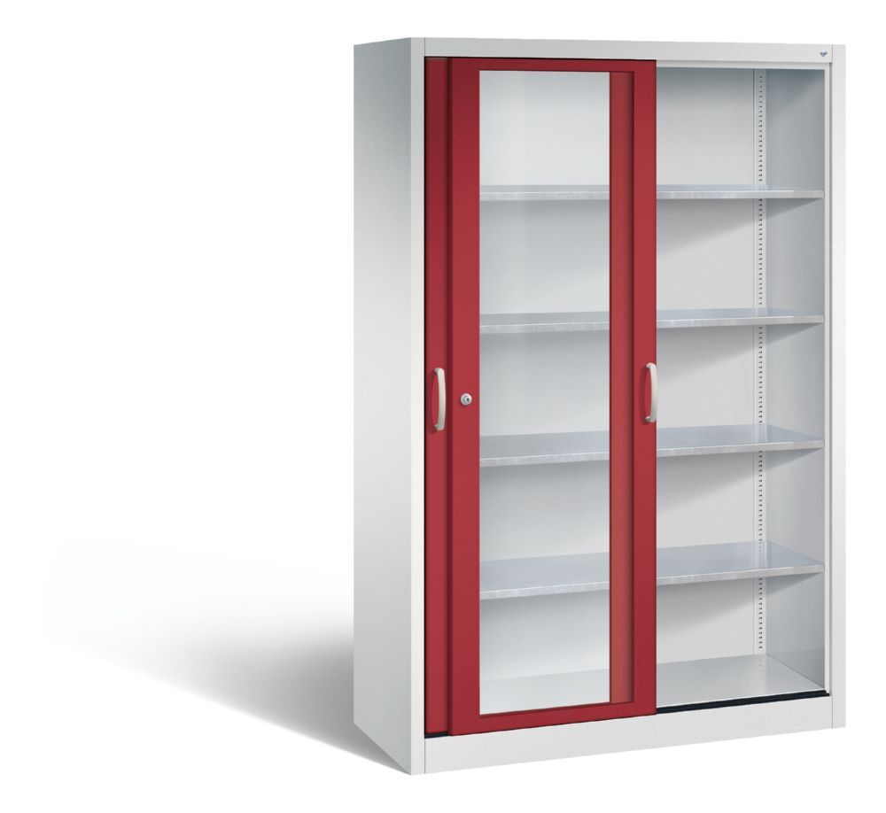 C+P Werkzeug Schiebetürenschrank Acurado 2000 H 1950 mm lichtgrau rubinrot Produktbild C+P Werkzeug Schiebetürenschrank Acurado 2000 H 1950 mm lichtgrau rubinrot bild 2