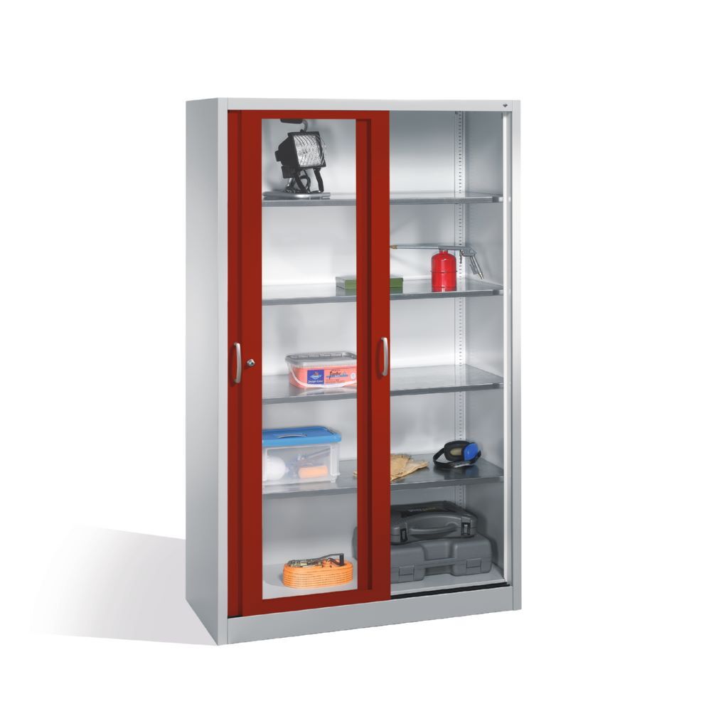 C+P Werkzeug Schiebetürenschrank Acurado 2000 H 1950 mm lichtgrau rubinrot Produktbild C+P Werkzeug Schiebetürenschrank Acurado 2000 H 1950 mm lichtgrau rubinrot bild 3
