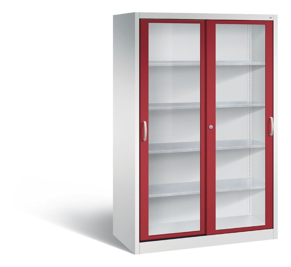 C+P Werkzeug Schiebetürenschrank Acurado 2000 H 1950 mm lichtgrau rubinrot Produktbild C+P Werkzeug Schiebetürenschrank Acurado 2000 H 1950 mm lichtgrau rubinrot