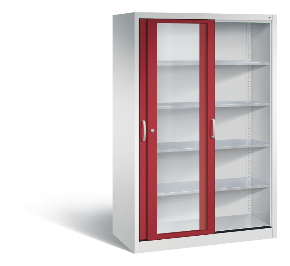 C+P Werkzeug Schiebetürenschrank Acurado 2000 H 1950 mm lichtgrau rubinrot Produktbild C+P Werkzeug Schiebetürenschrank Acurado 2000 H 1950 mm lichtgrau rubinrot bild 2