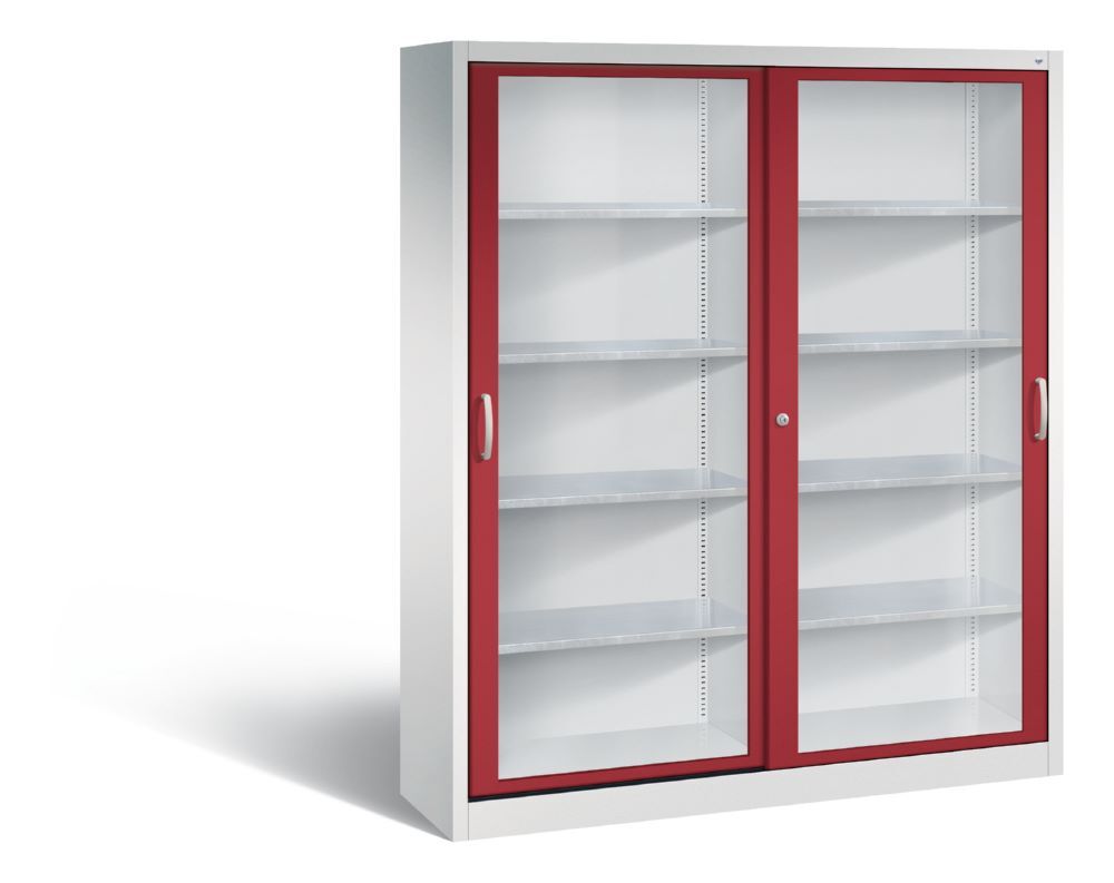 C+P Schiebetürenschrank Acurado 2000 1950 x 1600 x 400 mm lichtgrau rubinrot Produktbild C+P Schiebetürenschrank Acurado 2000 1950 x 1600 x 400 mm lichtgrau rubinrot