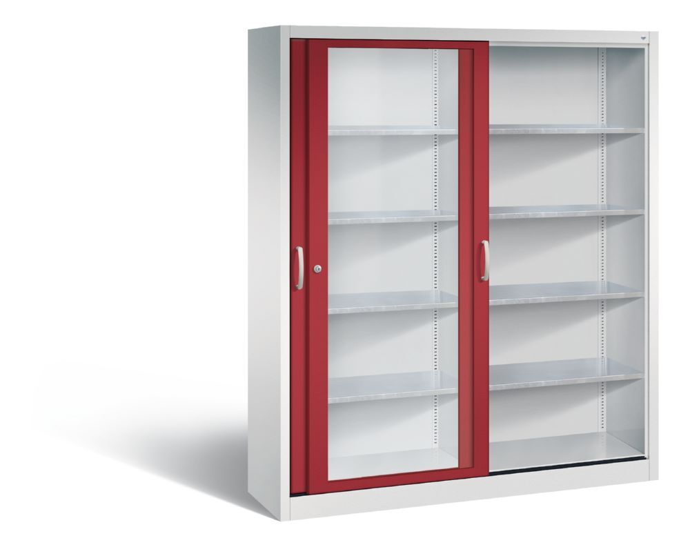 C+P Schiebetürenschrank Acurado 2000 1950 x 1600 x 400 mm lichtgrau rubinrot Produktbild C+P Schiebetürenschrank Acurado 2000 1950 x 1600 x 400 mm lichtgrau rubinrot bild 2