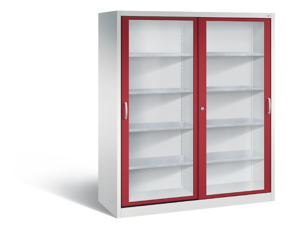 C+P Schiebetürenschrank Acurado 2000 1950 x 1600 x 600 mm lichtgrau rubinrot Produktbild C+P Schiebetürenschrank Acurado 2000 1950 x 1600 x 600 mm lichtgrau rubinrot