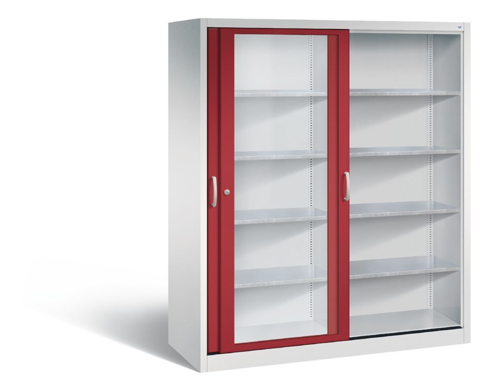 C+P Schiebetürenschrank Acurado 2000 1950 x 1600 x 600 mm lichtgrau rubinrot Produktbild C+P Schiebetürenschrank Acurado 2000 1950 x 1600 x 600 mm lichtgrau rubinrot bild 2