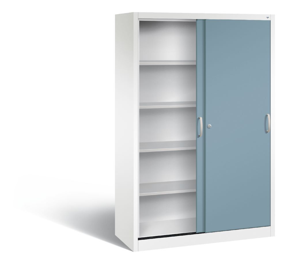 C+P Schiebetürenschrank Acurado 2000 1950 x 1200 x 500 mm weiß horizontblau Produktbild C+P Schiebetürenschrank Acurado 2000 1950 x 1200 x 500 mm weiß horizontblau