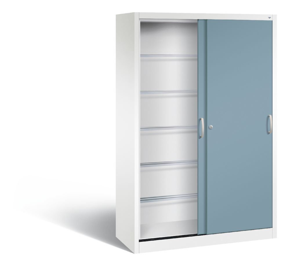 C+P Schiebetürenschrank Acurado 2000 1950 x 1200 x 500 mm weiß horizontblau Produktbild C+P Schiebetürenschrank Acurado 2000 1950 x 1200 x 500 mm weiß horizontblau