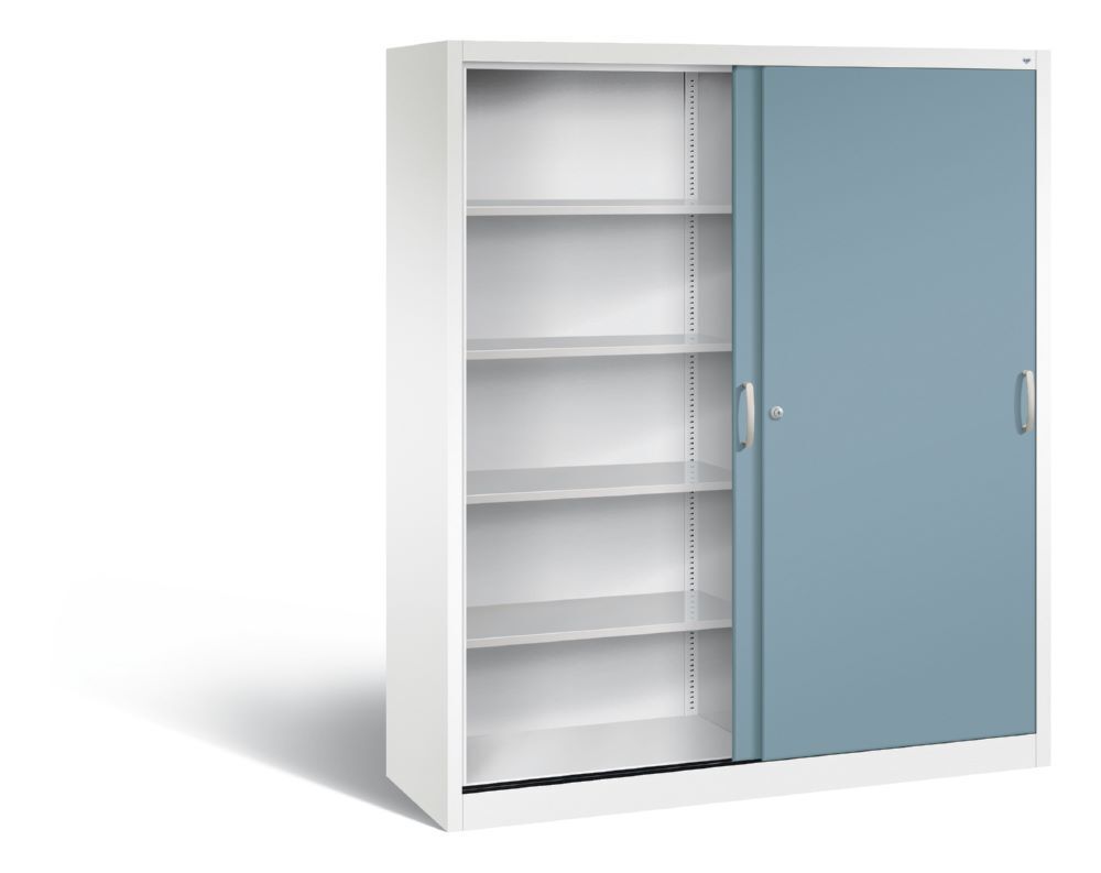C+P Schiebetürenschrank Acurado 2000 1950 x 1600 x 500 mm weiß horizontblau Produktbild C+P Schiebetürenschrank Acurado 2000 1950 x 1600 x 500 mm weiß horizontblau