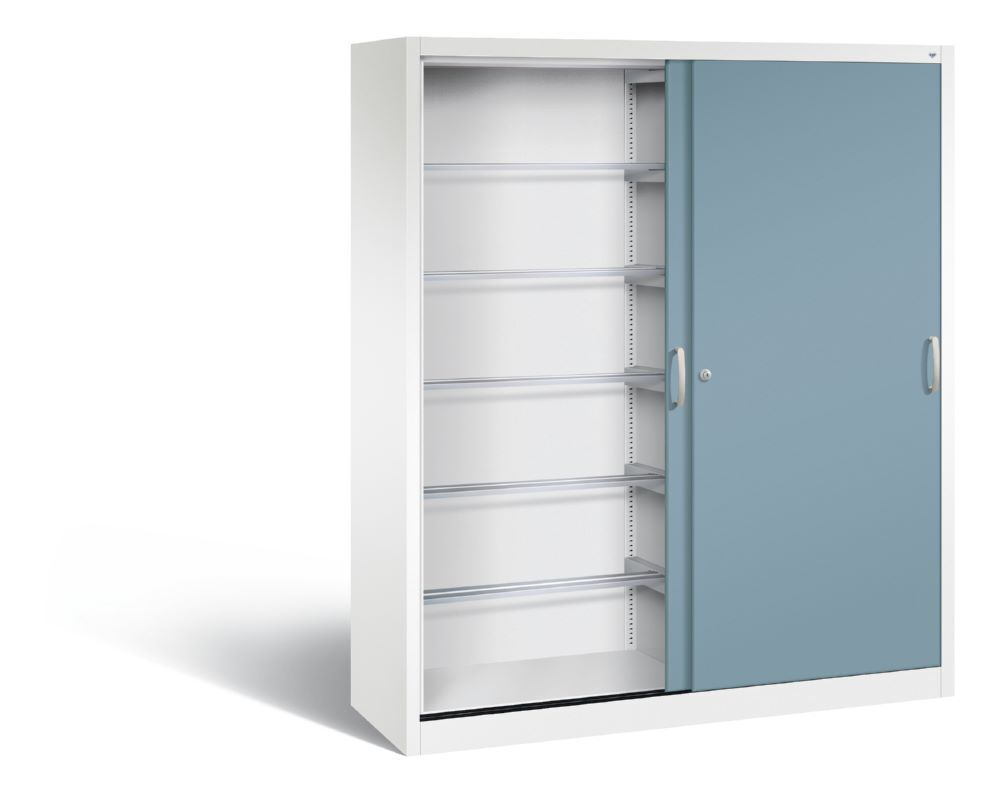 C+P Schiebetürenschrank Acurado 2000 1950 x 1600 x 500 mm weiß horizontblau Produktbild C+P Schiebetürenschrank Acurado 2000 1950 x 1600 x 500 mm weiß horizontblau