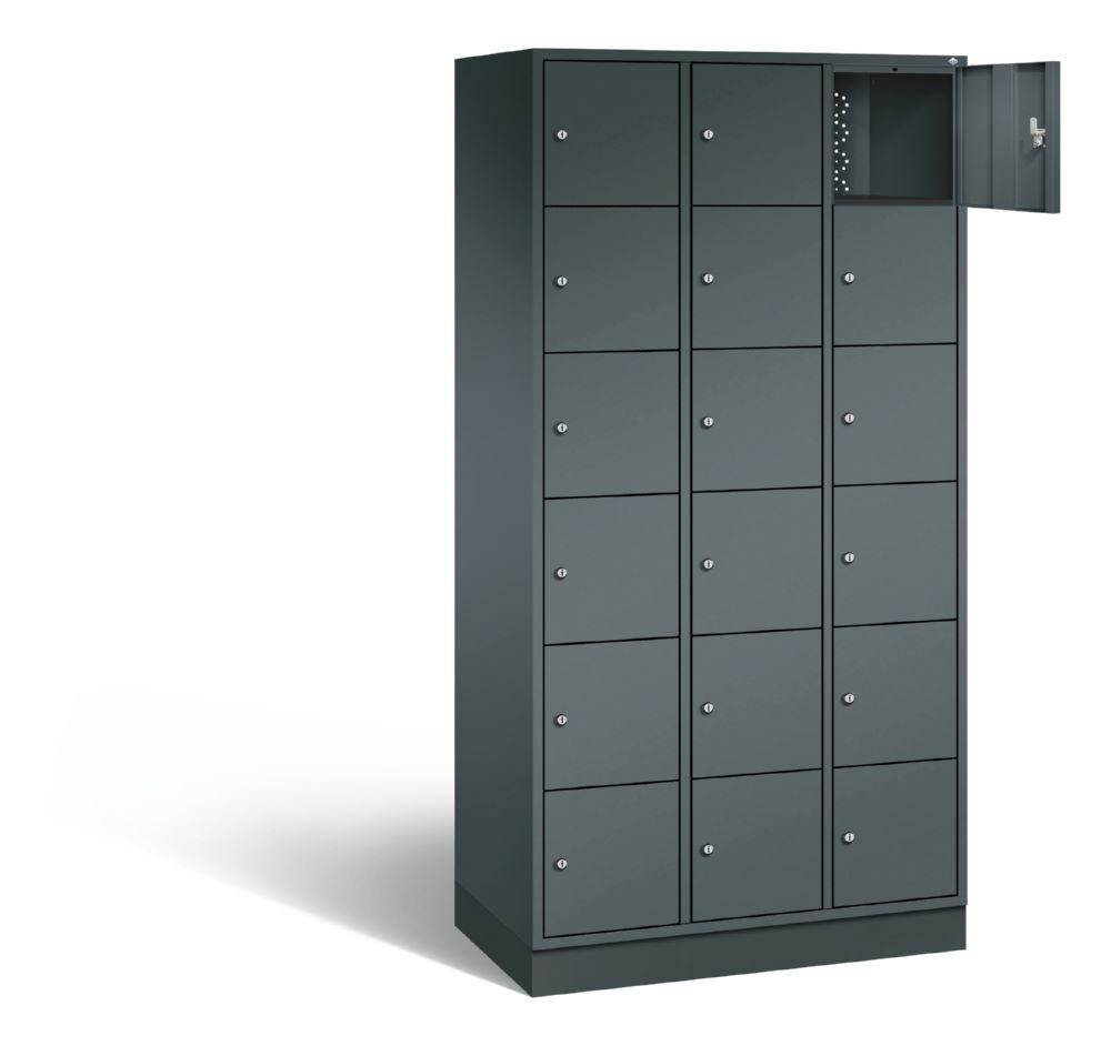 C+P Schließfachschrank Intro 18 Fächer 1950 x 920 x 490 mm anthrazit Produktbild C+P Schließfachschrank Intro 18 Fächer 1950 x 920 x 490 mm anthrazit bild 2