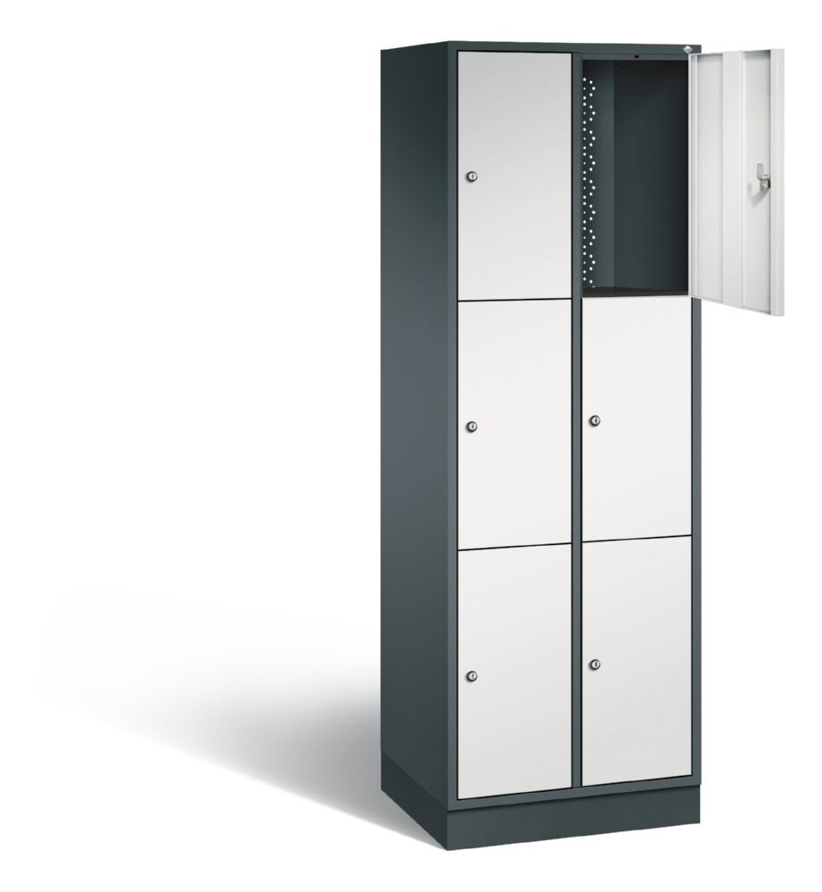C+P Schließfachschrank Intro 6 gleichgroße Fächer grau anthrazit 620 x 490 x 1950 mm Produktbild C+P Schließfachschrank Intro 6 gleichgroße Fächer grau anthrazit 620 x 490 x 1950 mm bild 2