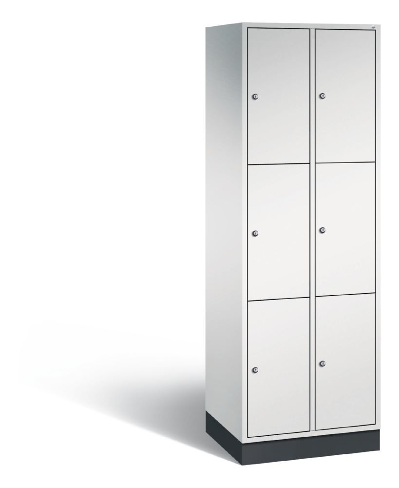 C+P Schließfachschrank Intro 6 gleichgroße Fächer in lichtgrau 620 x 490 x 1950 mm Produktbild C+P Schließfachschrank Intro 6 gleichgroße Fächer in lichtgrau 620 x 490 x 1950 mm