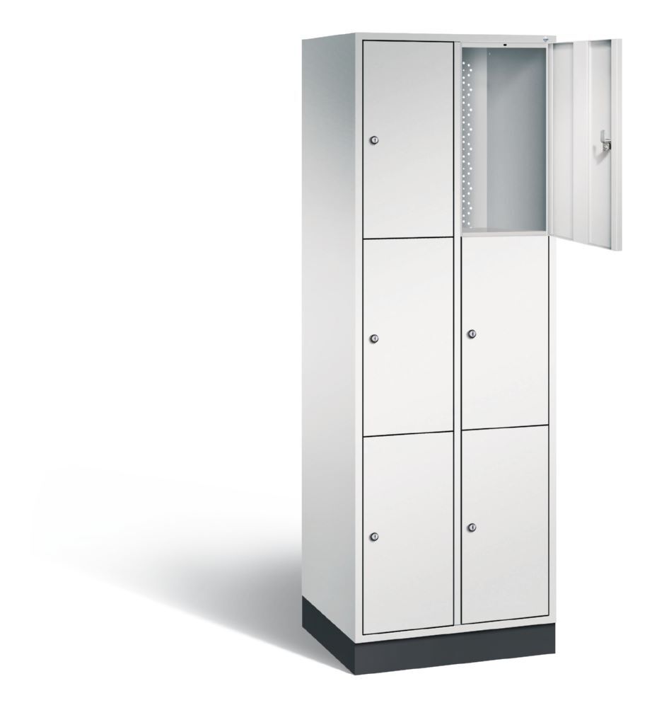 C+P Schließfachschrank Intro 6 gleichgroße Fächer in lichtgrau 620 x 490 x 1950 mm Produktbild C+P Schließfachschrank Intro 6 gleichgroße Fächer in lichtgrau 620 x 490 x 1950 mm bild 2