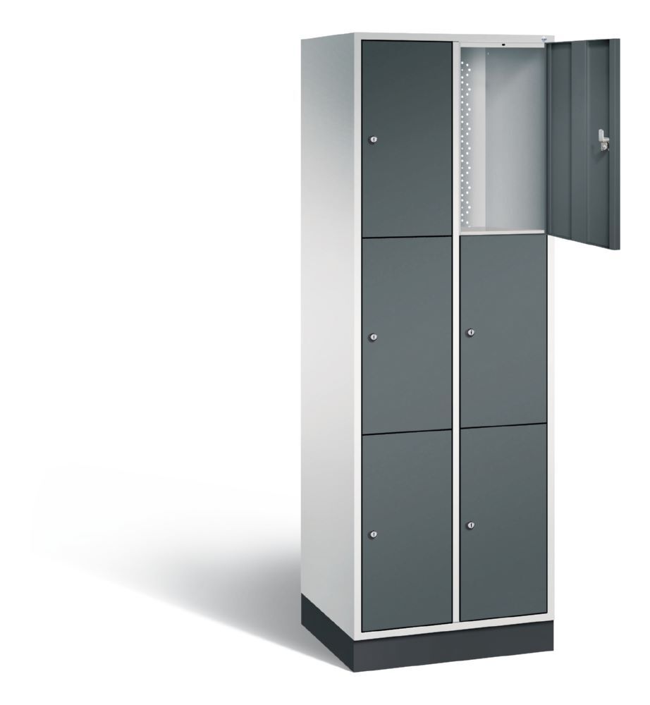 C+P Schließfachschrank Intro 6 gleichgroße Fächer anthrazit 620 x 490 x 1950 mm Produktbild C+P Schließfachschrank Intro 6 gleichgroße Fächer anthrazit 620 x 490 x 1950 mm bild 2
