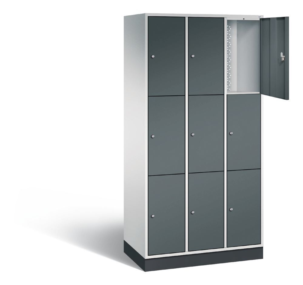 C+P Schließfachschrank Intro 9 Fächer 1950 x 920 x 490 mm lichtgrau anthrazit Produktbild C+P Schließfachschrank Intro 9 Fächer 1950 x 920 x 490 mm lichtgrau anthrazit bild 2