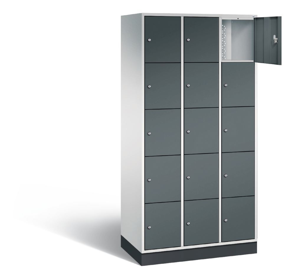 C+P Schließfachschrank Intro 15 Fächer 1950 x 920 x 490 mm lichtgrau anthrazit Produktbild C+P Schließfachschrank Intro 15 Fächer 1950 x 920 x 490 mm lichtgrau anthrazit bild 2
