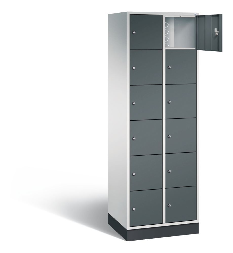 C+P Schließfachschrank Intro 12 Fächer 1950 x 620 x 490 mm lichtgrau anthrazit Produktbild C+P Schließfachschrank Intro 12 Fächer 1950 x 620 x 490 mm lichtgrau anthrazit bild 2