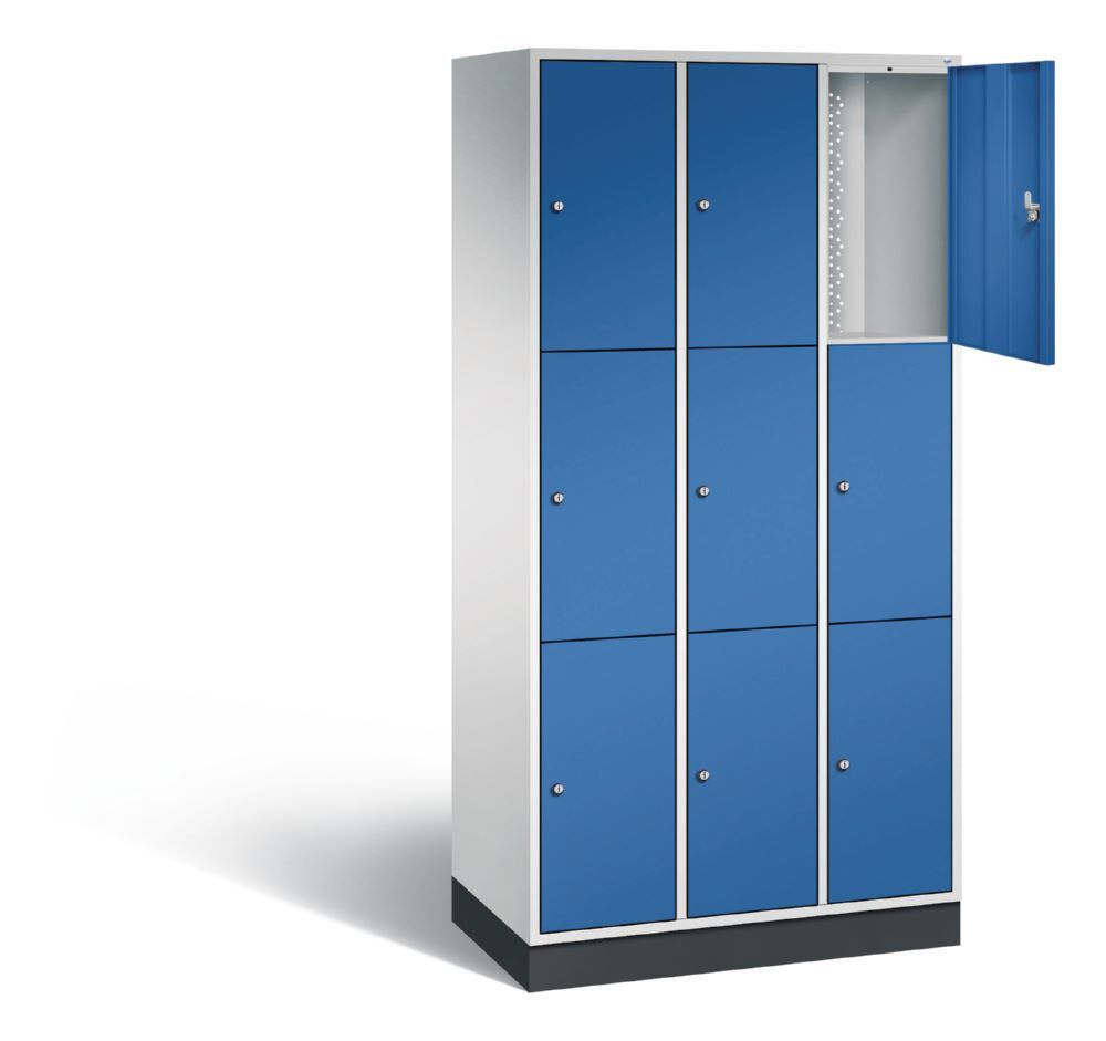C+P Schließfachschrank Intro 9 Fächer 1950 x 920 x 490 mm lichtgrau enzianblau Produktbild C+P Schließfachschrank Intro 9 Fächer 1950 x 920 x 490 mm lichtgrau enzianblau bild 2