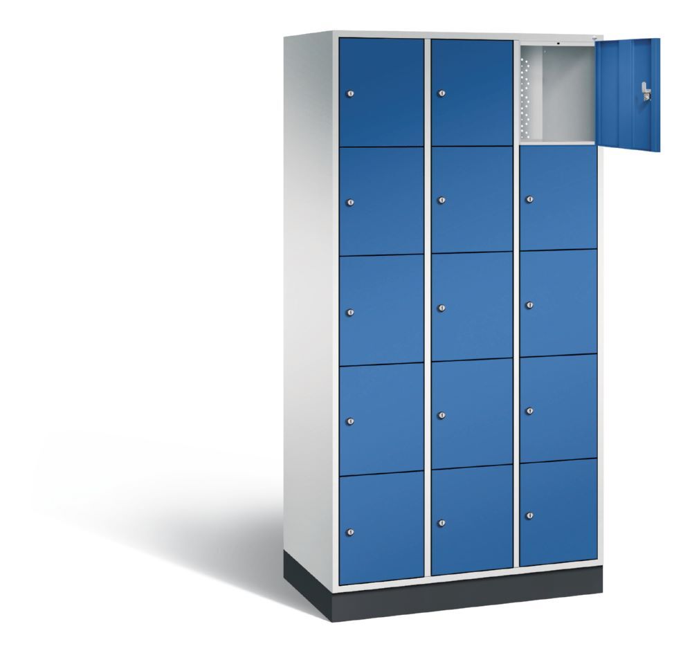 C+P Schließfachschrank Intro 15 Fächer 1950 x 920 x 490 mm lichtgrau enzianblau Produktbild C+P Schließfachschrank Intro 15 Fächer 1950 x 920 x 490 mm lichtgrau enzianblau bild 2