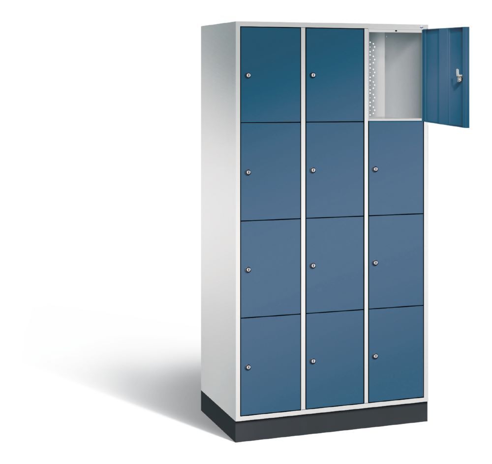 C+P Schließfachschrank Intro 12 Fächer 1950 x 920 x 490 mm lichtgrau fernblau Produktbild C+P Schließfachschrank Intro 12 Fächer 1950 x 920 x 490 mm lichtgrau fernblau bild 2