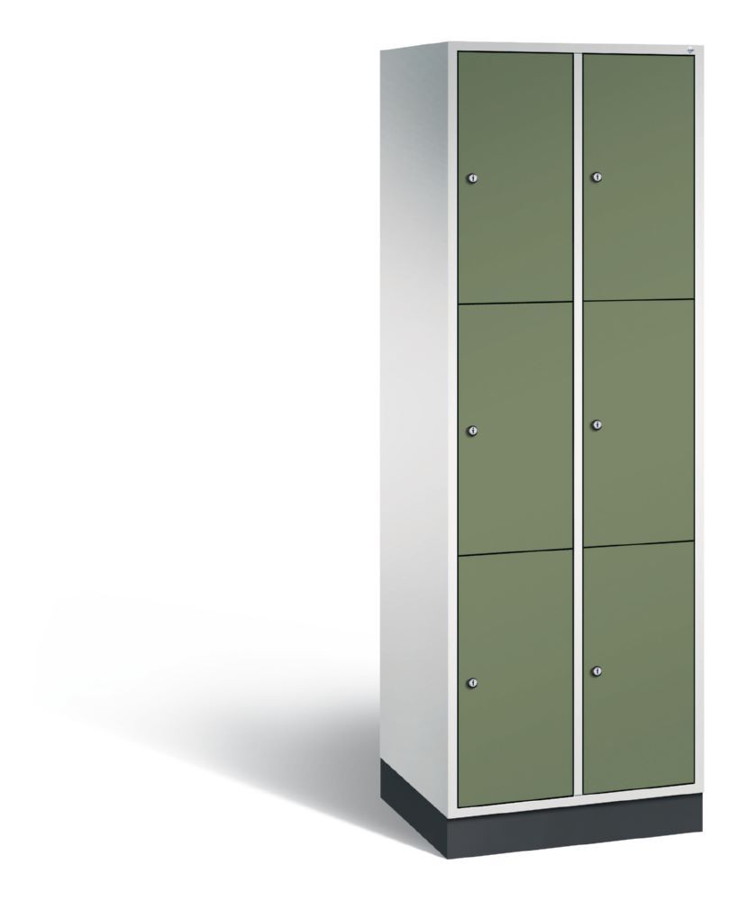 C+P Schließfachschrank Intro 6 gleichgroße Fächer resedagrün 620 x 490 x 1950 mm Produktbild C+P Schließfachschrank Intro 6 gleichgroße Fächer resedagrün 620 x 490 x 1950 mm