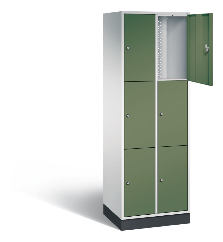 C+P Schließfachschrank Intro 6 gleichgroße Fächer resedagrün 620 x 490 x 1950 mm Produktbild C+P Schließfachschrank Intro 6 gleichgroße Fächer resedagrün 620 x 490 x 1950 mm bild 2