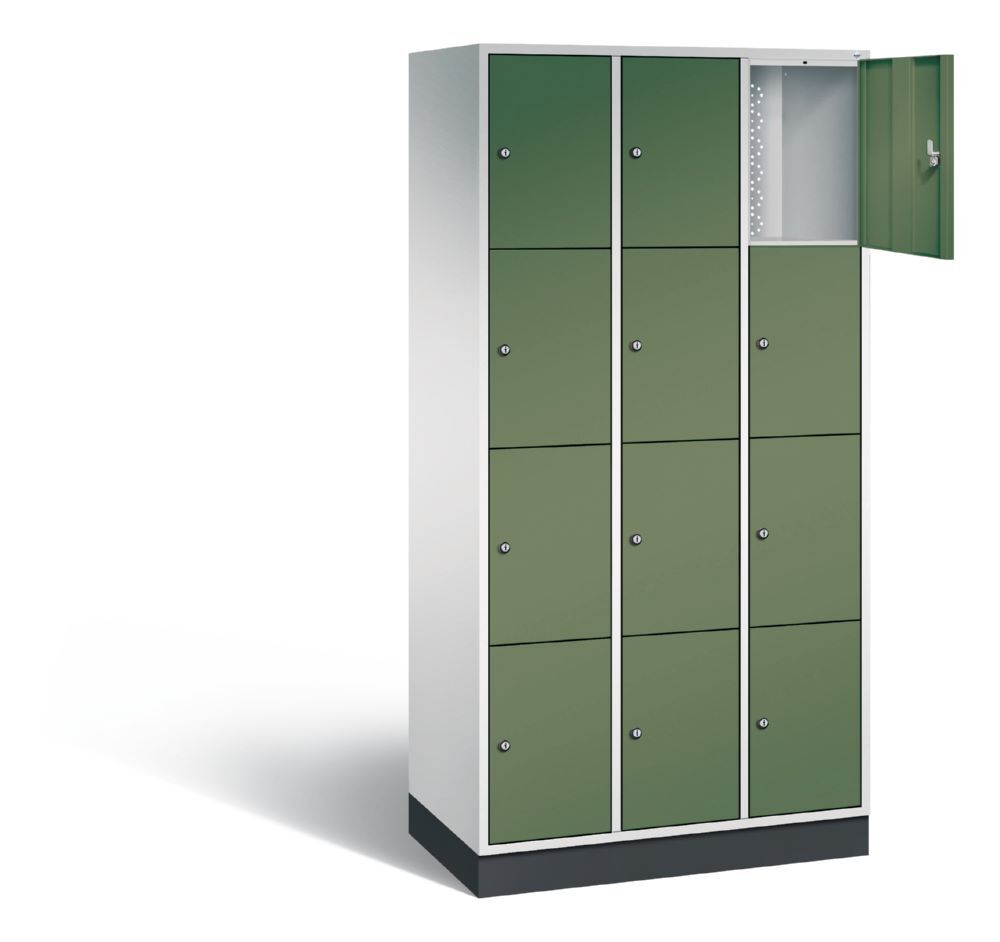 C+P Schließfachschrank Intro 12 Fächer 1950 x 920 x 490 mm lichtgrau resedagrün Produktbild C+P Schließfachschrank Intro 12 Fächer 1950 x 920 x 490 mm lichtgrau resedagrün bild 2