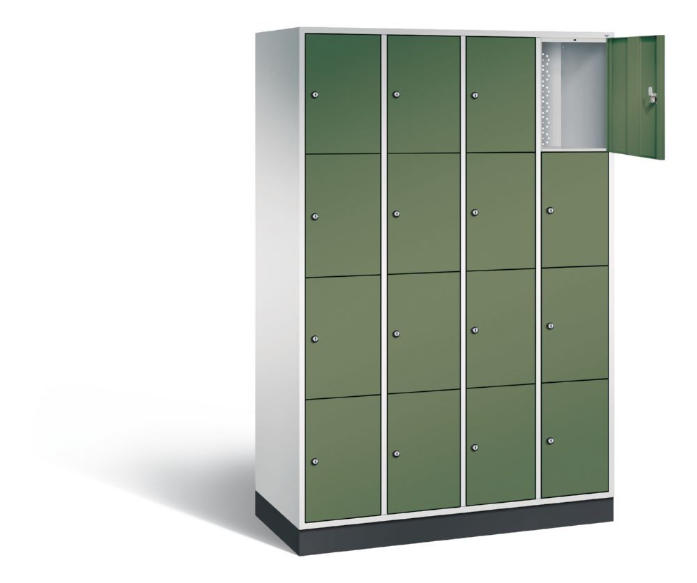 C+P Schließfachschrank Intro 16 Fächer 1950 x 1220 x 490 mm lichtgrau resedagrün Produktbild C+P Schließfachschrank Intro 16 Fächer 1950 x 1220 x 490 mm lichtgrau resedagrün bild 2