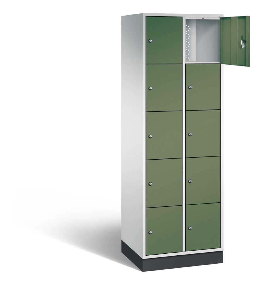 C+P Schließfachschrank Intro 10 Fächer 1950 x 620 x 490 mm lichtgrau resedagrün Produktbild C+P Schließfachschrank Intro 10 Fächer 1950 x 620 x 490 mm lichtgrau resedagrün bild 2