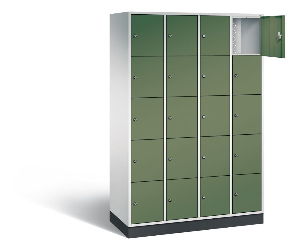 C+P Schließfachschrank Intro 20 Fächer 1950 x 1220 x 490 mm lichtgrau resedagrün Produktbild C+P Schließfachschrank Intro 20 Fächer 1950 x 1220 x 490 mm lichtgrau resedagrün bild 2