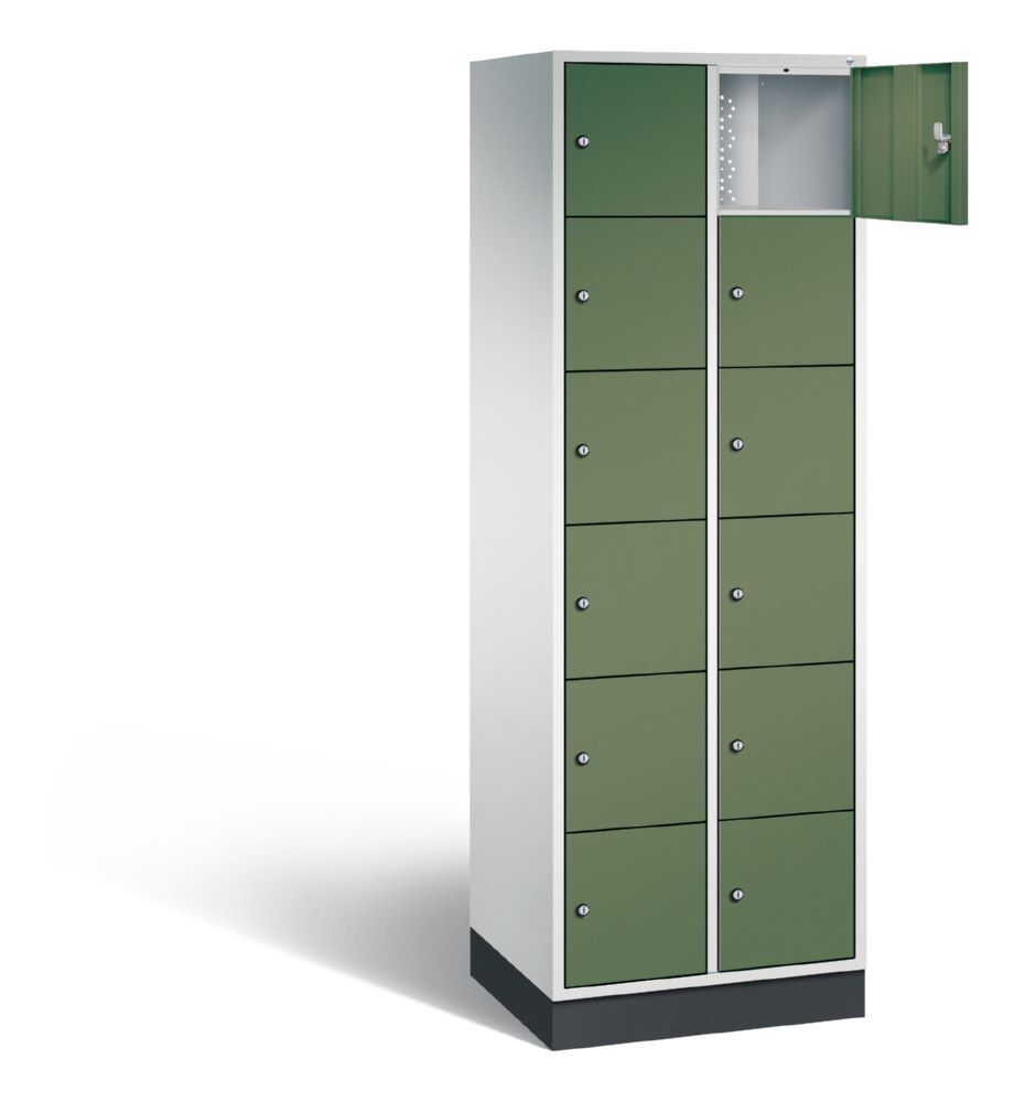 C+P Schließfachschrank Intro 12 Fächer 1950 x 620 x 490 mm lichtgrau resedagrün Produktbild C+P Schließfachschrank Intro 12 Fächer 1950 x 620 x 490 mm lichtgrau resedagrün bild 2