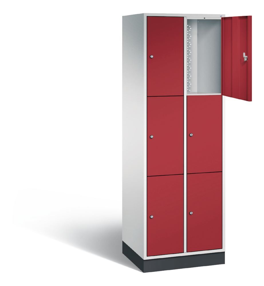 C+P Hoher Schließfachschrank Intro 6 Fächer Frontfarbe rubinrot 620 x 490 x 1950 mm Produktbild C+P Hoher Schließfachschrank Intro 6 Fächer Frontfarbe rubinrot 620 x 490 x 1950 mm bild 2