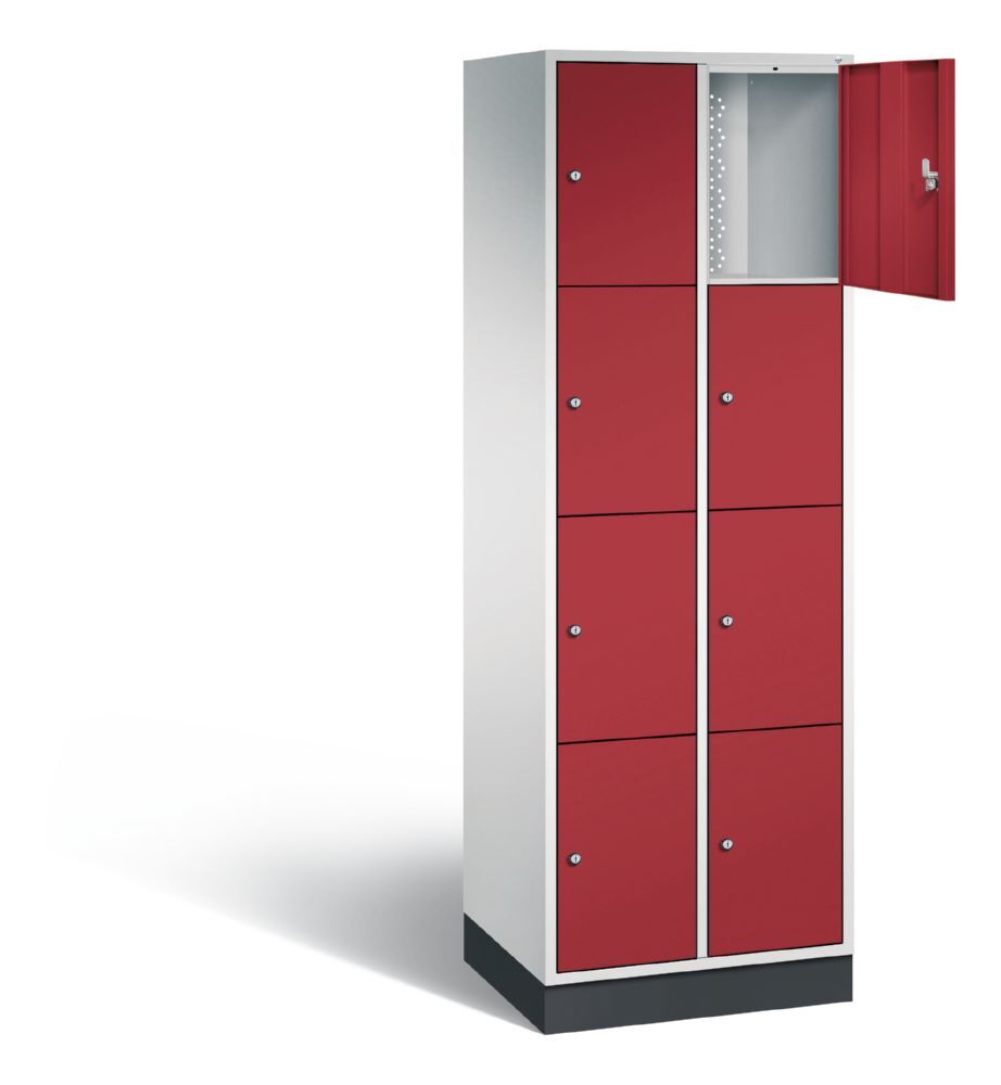 C+P Hoher Schließfachschrank Intro 8 Fächer Front in rubinrot 620 x 490 x 1950 mm Produktbild C+P Hoher Schließfachschrank Intro 8 Fächer Front in rubinrot 620 x 490 x 1950 mm bild 2