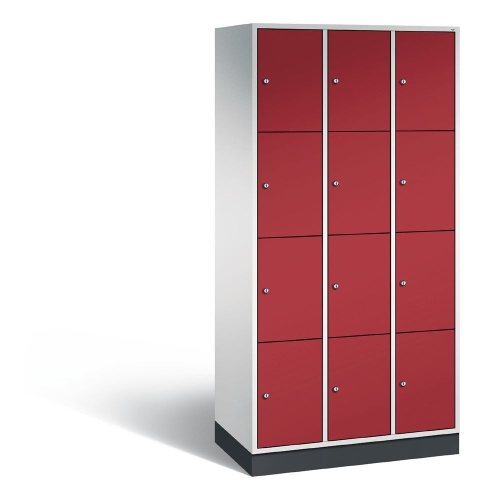 C+P Schließfachschrank Intro 12 Fächer 1950 x 920 x 490 mm lichtgrau rubinrot Produktbild C+P Schließfachschrank Intro 12 Fächer 1950 x 920 x 490 mm lichtgrau rubinrot