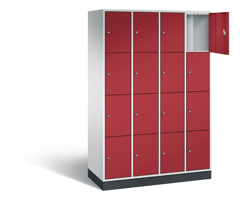 C+P Schließfachschrank Intro 16 Fächer 1950 x 1220 x 490 mm lichtgrau rubinrot Produktbild C+P Schließfachschrank Intro 16 Fächer 1950 x 1220 x 490 mm lichtgrau rubinrot bild 2