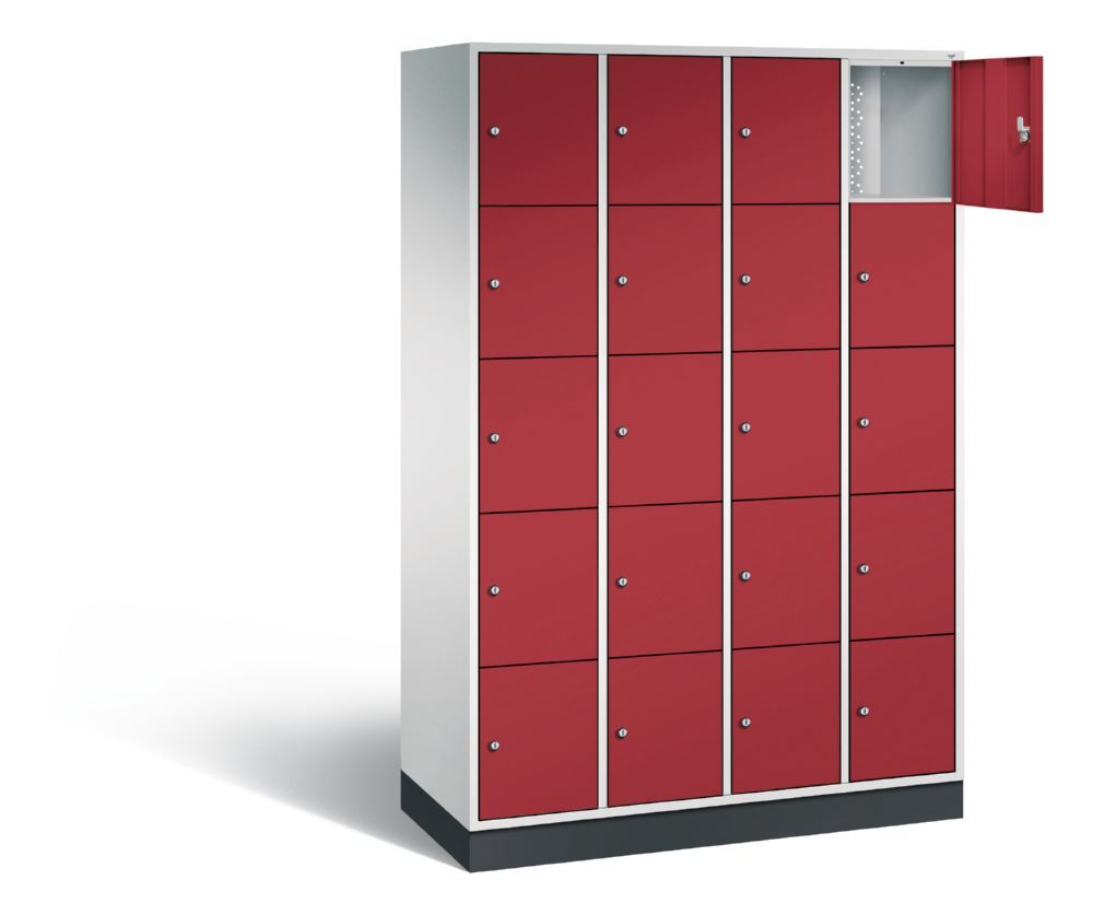 C+P Stahl Schließfachschrank Intro 20 Fächer 1950 x 1220 x 490 mm lichtgrau rubinrot Produktbild C+P Stahl Schließfachschrank Intro 20 Fächer 1950 x 1220 x 490 mm lichtgrau rubinrot bild 2