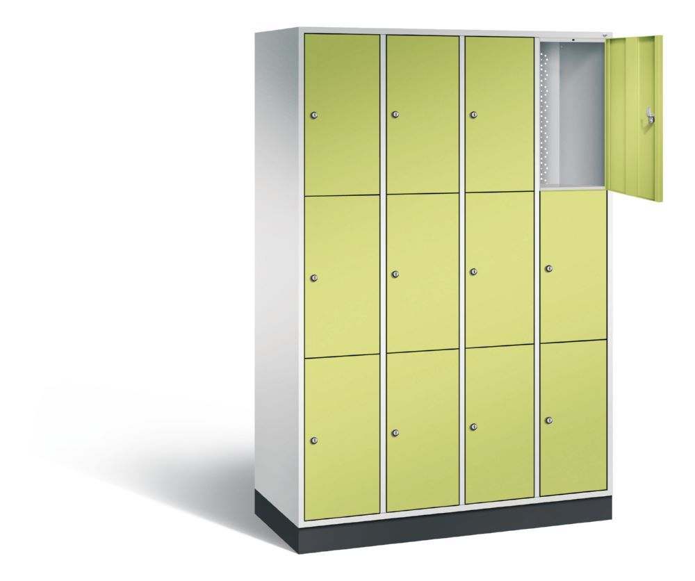C+P Schließfachschrank Intro 12 Fächer 1950 x 1220 x 490 mm lichtgrau viridingrün Produktbild C+P Schließfachschrank Intro 12 Fächer 1950 x 1220 x 490 mm lichtgrau viridingrün bild 2