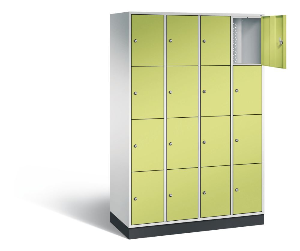 C+P Schließfachschrank Intro 16 Fächer 1950 x 1220 x 490 mm lichtgrau viridingrün Produktbild C+P Schließfachschrank Intro 16 Fächer 1950 x 1220 x 490 mm lichtgrau viridingrün bild 2