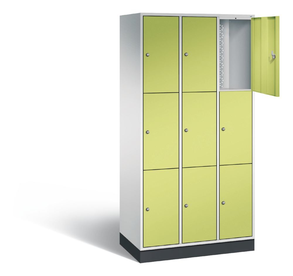 C+P Schließfachschrank Intro 9 Fächer 1950 x 920 x 490 mm lichtgrau viridingrün Produktbild C+P Schließfachschrank Intro 9 Fächer 1950 x 920 x 490 mm lichtgrau viridingrün bild 2