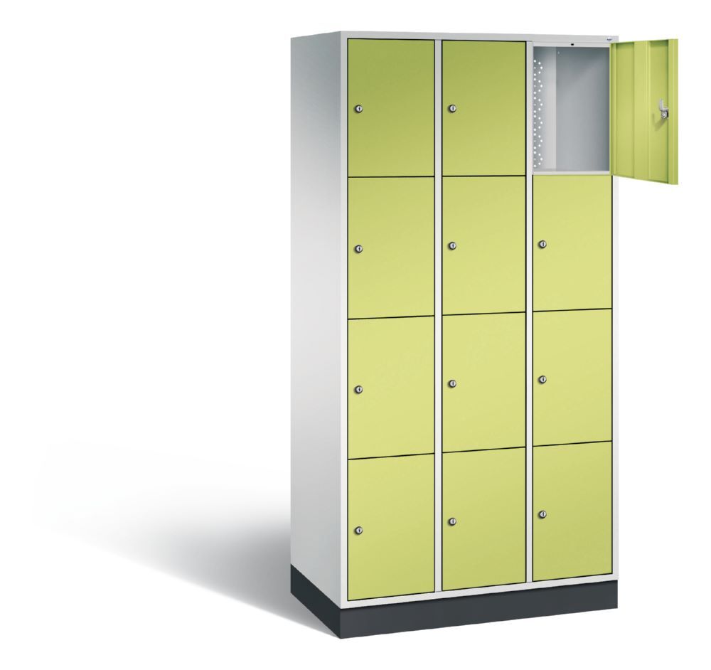 C+P Schließfachschrank Intro 12 Fächer 1950 x 920 x 490 mm lichtgrau viridingrün Produktbild C+P Schließfachschrank Intro 12 Fächer 1950 x 920 x 490 mm lichtgrau viridingrün bild 2