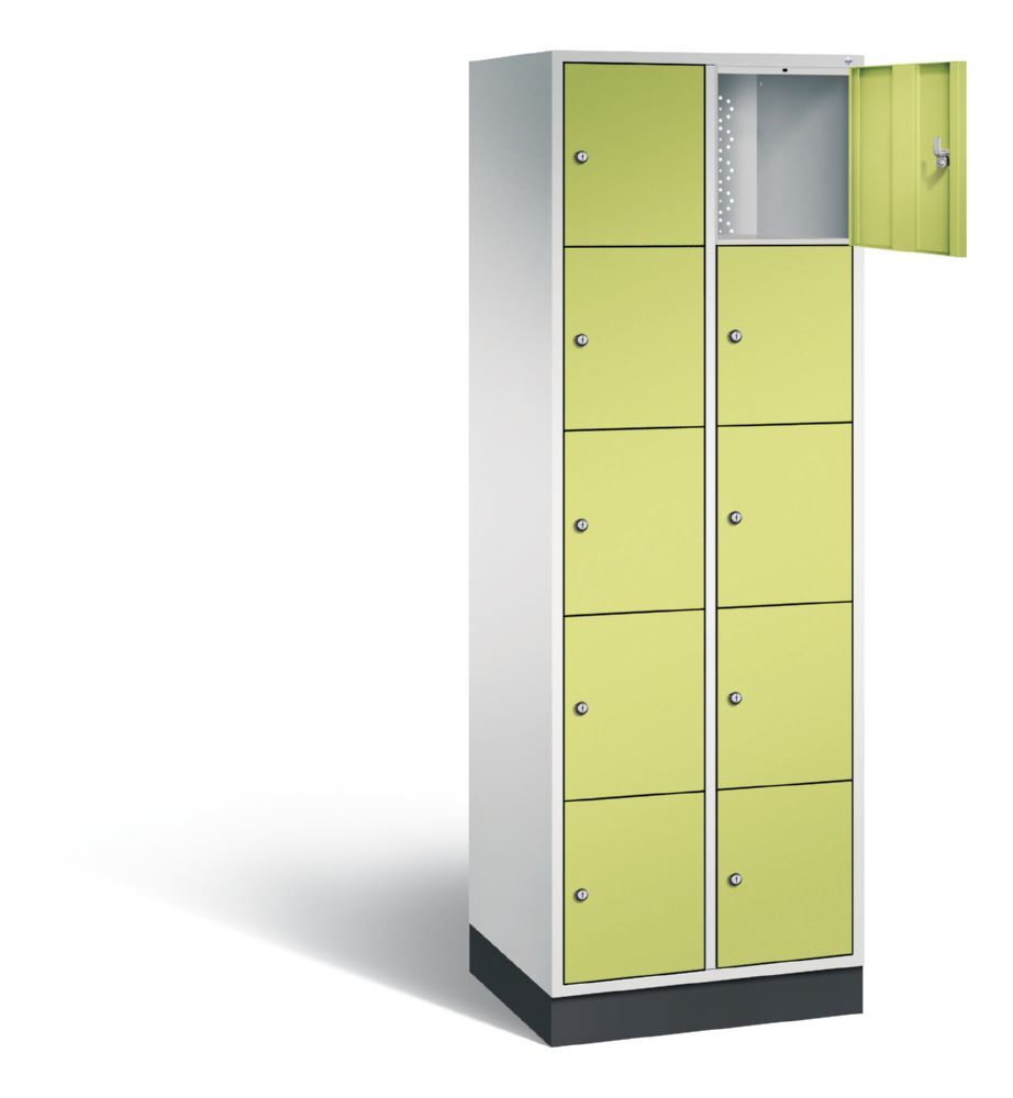 C+P Schließfachschrank Intro 10 Fächer 1950 x 620 x 490 mm lichtgrau viridingrün Produktbild C+P Schließfachschrank Intro 10 Fächer 1950 x 620 x 490 mm lichtgrau viridingrün bild 2
