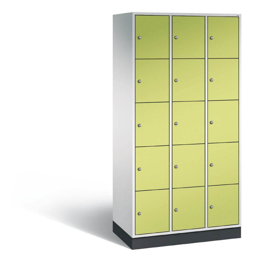 C+P Schließfachschrank Intro 15 Fächer 1950 x 920 x 490 mm lichtgrau viridingrün Produktbild C+P Schließfachschrank Intro 15 Fächer 1950 x 920 x 490 mm lichtgrau viridingrün