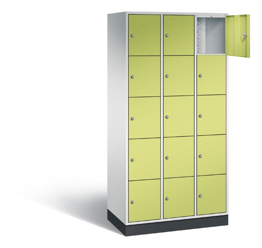 C+P Schließfachschrank Intro 15 Fächer 1950 x 920 x 490 mm lichtgrau viridingrün Produktbild C+P Schließfachschrank Intro 15 Fächer 1950 x 920 x 490 mm lichtgrau viridingrün bild 2