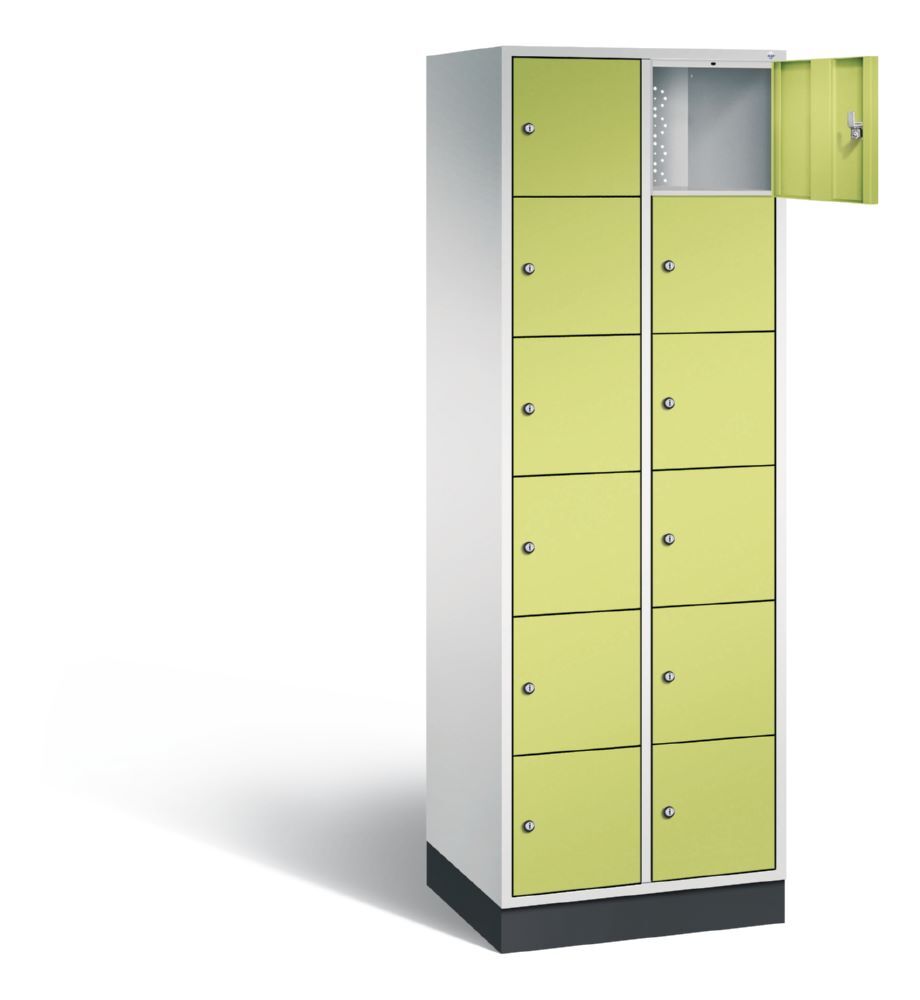 C+P Schließfachschrank Intro 12 Fächer 1950 x 620 x 490 mm lichtgrau viridingrün Produktbild C+P Schließfachschrank Intro 12 Fächer 1950 x 620 x 490 mm lichtgrau viridingrün bild 2