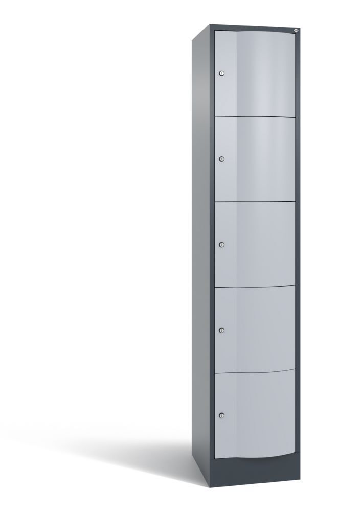 C+P Schließfachschrank Resisto aus Stahl 5 Fächer grau weißalu 396 x 540 x 1950 mm Produktbild C+P Schließfachschrank Resisto aus Stahl 5 Fächer grau weißalu 396 x 540 x 1950 mm